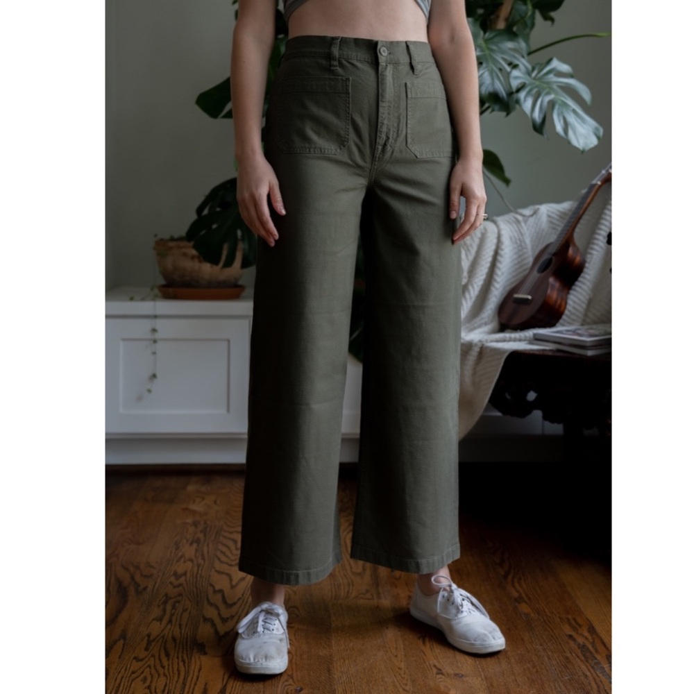 NWOT JCREW Olive green wide leg pants